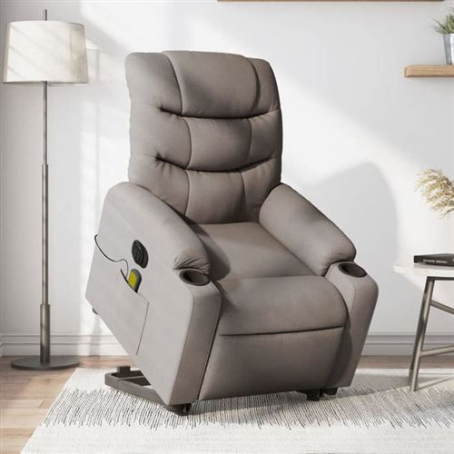 Non Communiqué Gris Vidaxl Fauteuil De Relaxation, Massage, Inclinable Électrique Réglable Tissu Taupe