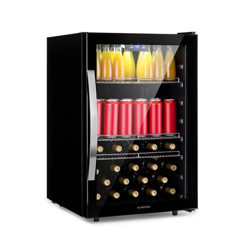 Klarstein Beersafe 5XL Réfrigérateur 148 litres 3 clayettes Porte vitrée panoramique Acier inoxydable Noir