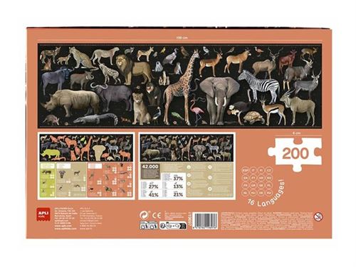 Non Communiqué Apli Kids - Endangered Animals Savanna - Puzzle - 200 Pièces