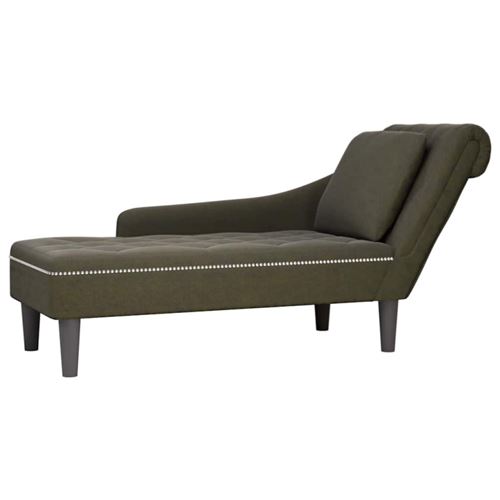 vidaXL Chaiselongue mit Kissen & Rechter Armlehne Armeegrün Kunstleder