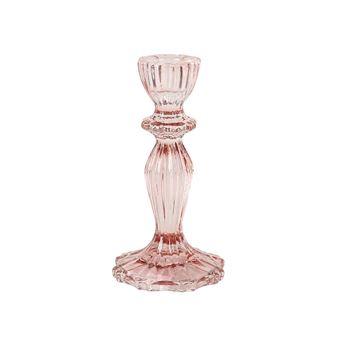 bougeoir verre salvia 15.5cm rose - artifetes 93419 - 1