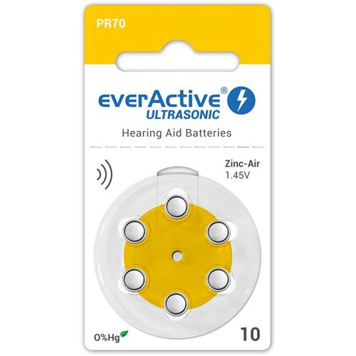 Pack de 60 piles compatible avec appareil auditif 10 / PR70 - Everactive
