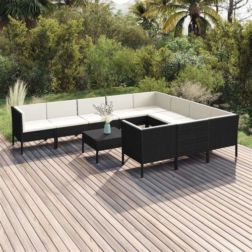 Non Communiqué Noir Salon De Jardin Vidaxl Resine Tressee 11 Personnes 11 Pieces