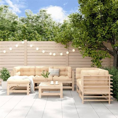 Non Communiqué Beige Salon De Jardin Modulable Vidaxl Bois 5 Personnes 7 Pieces