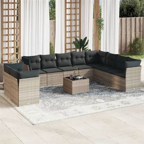Non Communiqué Gris Vidaxl Salon De Jardin Avec Coussins 13 Pcs, Canapés Avec Pieds Réglables, Ensemble De Meubles D'extérieur Patio Terrasse, 3250317