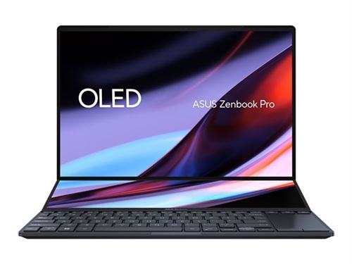 ASUS Zenbook Pro 14 Duo OLED BX8402VU-P1103X - Intel Core i7 - 13700H / jusqu'à 5 GHz - Win 11 Pro - GF RTX 4050 - 16 Go RAM - 1 To SSD NVMe, Performance - 14.5" OLED écran tactile 2880 x 1800 (WQXGA+) @ 90 Hz - Wi-Fi 6E, Bluetooth - noir tech