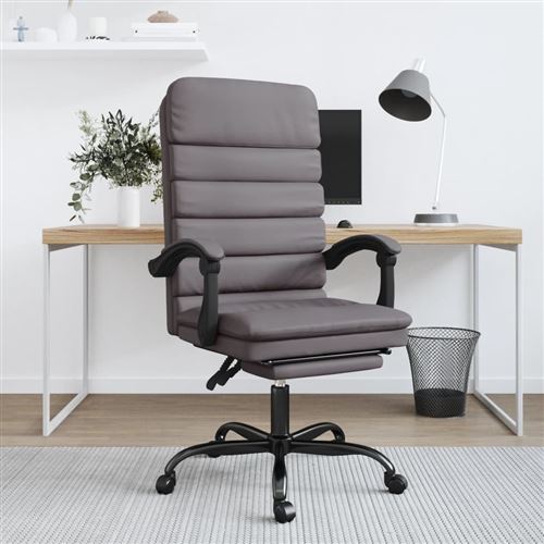 vidaXL Fauteuil de massage inclinable de bureau Gris Similicuir
