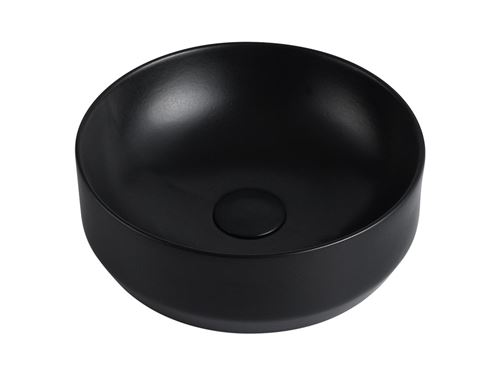 Vasque à poser ronde en céramique - Noir - 36 cm - KANELLE II