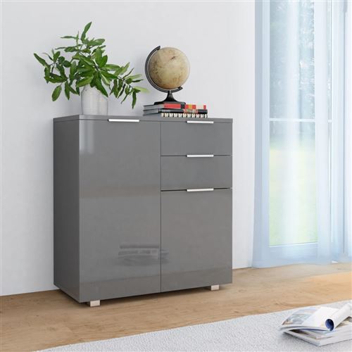 vidaXL Buffet Gris brillant 71 x 35 x 76 cm Aggloméré