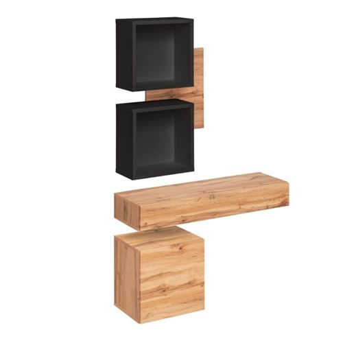 GENERIQUE - Ensemble Meubles Muraux Easy - Etagère Murale - 100cm - Noir - Image 3