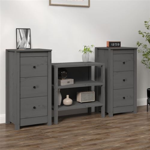 Non Communiqué Gris Buffets 2 Pcs 40X35x80 Cm Bois Massif De Pin