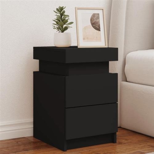 vidaXL Tables de chevet avec lumières LED 2 pcs noir 35x39x55 cm