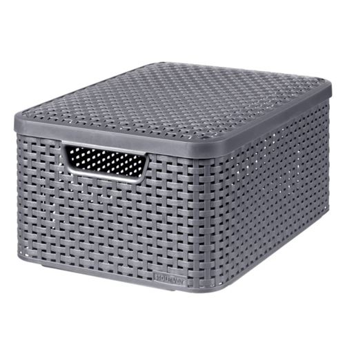 Non Communiqué Argent Curver Boîte De Rangement Avec Couvercle Style M 18L É Métallisé