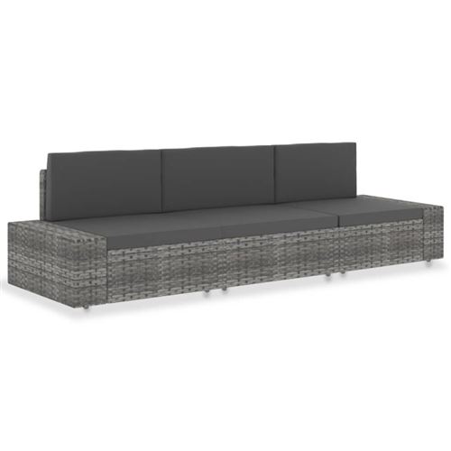 Vidaxl - Canap&eacute; sectionnel 3 places R&eacute;sine tress&eacute;e Gris Gris