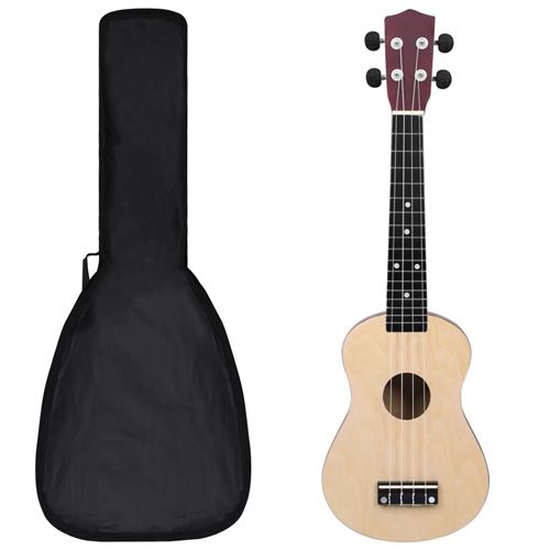 vidaXL Jeu de ukulélé soprano avec sac pour enfants Bois clair 23