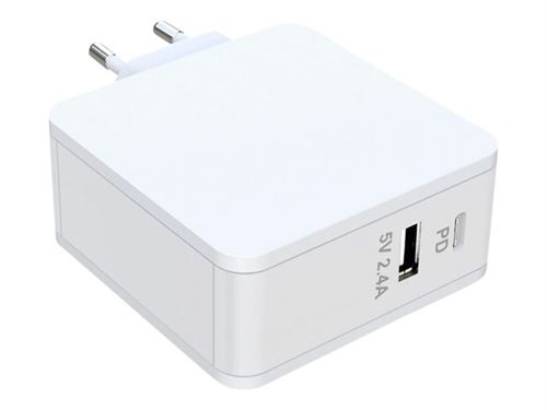CoreParts - Adaptateur secteur - 90 Watt - 4.5 A - PD - 2 connecteurs de sortie (USB, 24 pin USB-C) - blanc