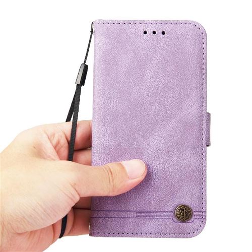 Étui Portefeuille SEAHAI Pour Xiaomi POCO M7 4G - Cuir PU Gaufré Chat, Support Intégré, Blocage RFID - Violet - 11