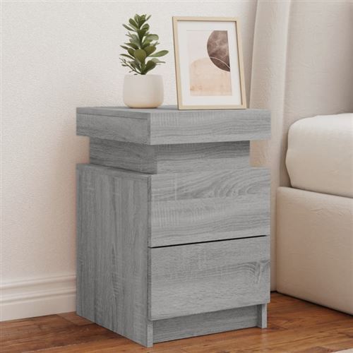 VIDAXL - Table de chevet - 35x39x55cm - Gris - Lot de 2 - Image 2