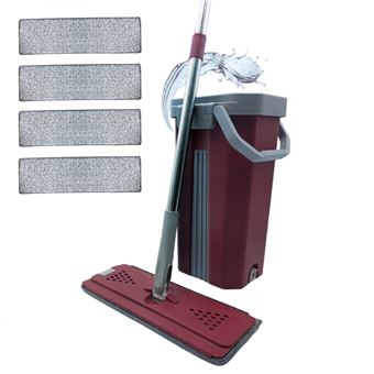 VENTEO Balai Essoreur Extra Large avec Tête Pivotante 360° Seau Double Compartiment Nettoyage & Essorage 4 Serpillères Microfibre Lavable Manche XL 130 cm avec Rotule à Clips - 1