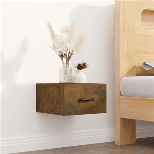 Non Communiqué Chêne Vidaxl Table De Chevet Murale Fumé 35X35x20 Cm 817579
