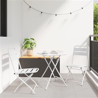 vidaXL Chaises de jardin pliantes 2 pcs Blanc Acier 42002938 - 1
