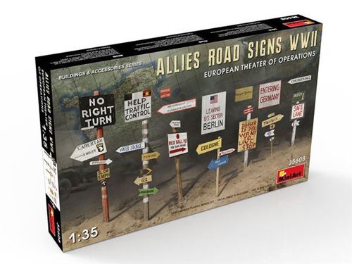 Allied Road Signs Wwii. European Theatre Of Operations - 1:35e - Miniart