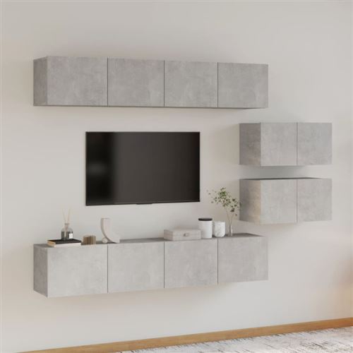 Non Communiqué Gris Ensemble De Meubles Tv 6 Pcs Béton Bois D Ingénierie