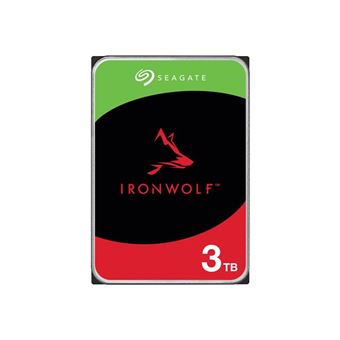 Seagate IronWolf ST3000VN006 - Disque dur - 3 To - interne - SATA 6Gb/s - 5400 tours/min - mémoire tampon : 256 Mo - avec 3 ans de Seagate Rescue Data Recovery - 1