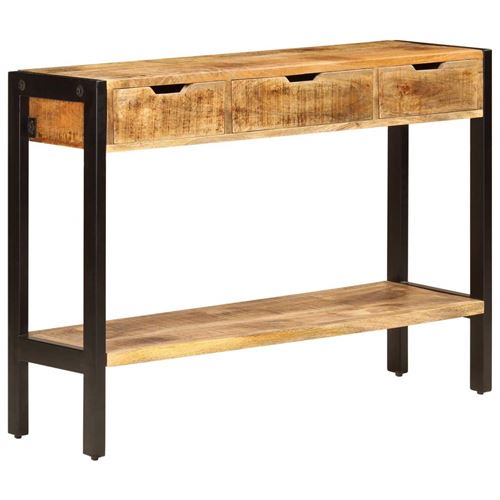 Buffet bahut armoire console meuble de rangement avec 3 tiroirs 110 cm bois massif de sesham