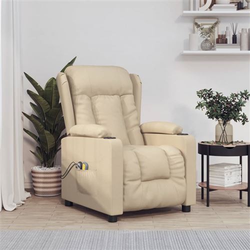 Non Communiqué Crème Vidaxl Fauteuil Électrique De Massage, Siège Inclinable Avec Dossier Et Repose-Pied, Fauteuil Releveur, Chaise De Relaxation Salon Maison Intérieur, Tissu