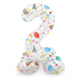 Ballon en feuille debout Joyful Party numéro 2 à 72 cm MOSELOTA - 1