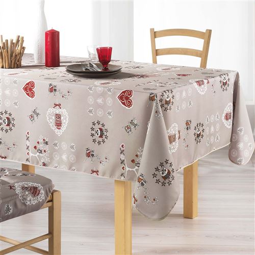 Nappe rectangle 150 x 240 cm polyester imprime chouetti Lin
