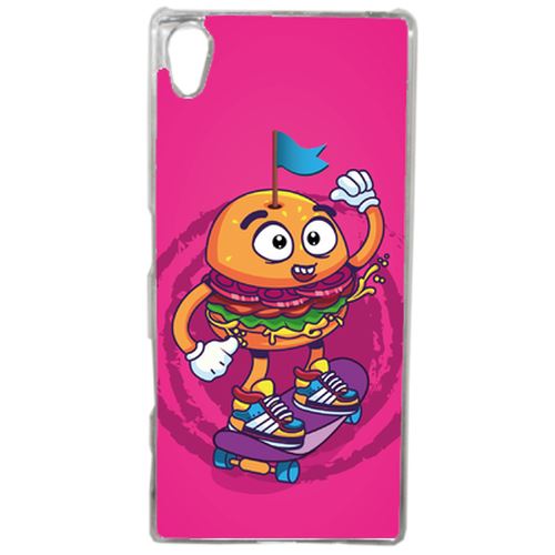 Coque Burger Fond Rose Compatible Sony Xperia Z5 Transparent