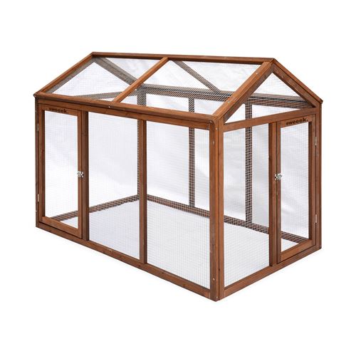 Comparer les prix de Enclos pour poulailler en bois CHABO 6 poules parc grillagé pour poules extension