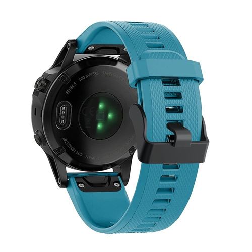 Bracelet en silicone sport avec boucle pour Garmin Fenix 5 - Bleu Ciel/Noir