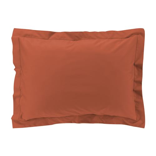 Taie d'oreiller vp 50x70 cm percale uni 78 fils percaline +p. bourdon Terracotta Douceur d'Intérieur