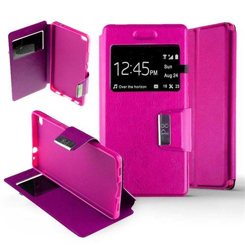 Etui Folio pour Huawei P8 - Rose Fushia