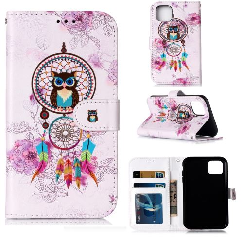 Etui en PU Impression de motifs d'effet 3D hibou attrape-rêves pour votre Apple iPhone XR 6.1 pouces (2019)
