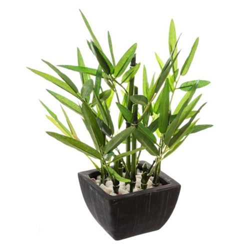 Cr&eacute;ateur d'int&eacute;rieur - Plante Artificielle en Pot Bambou 26cm Noir