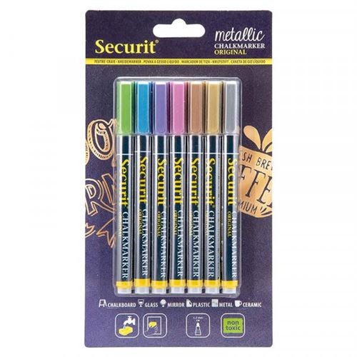 Feutres craie metallic - 7 crayon - mine de 1-2mm - Securit