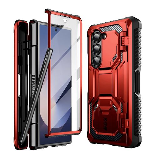 Coque Carbone pour Samsung Z Fold 6 Protection Intégrale Antichoc I-Blason Rouge