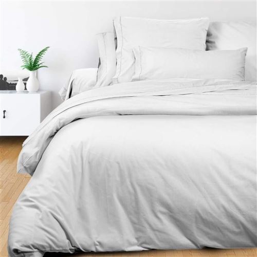 Housse de couette blanc percale 240x220 cm