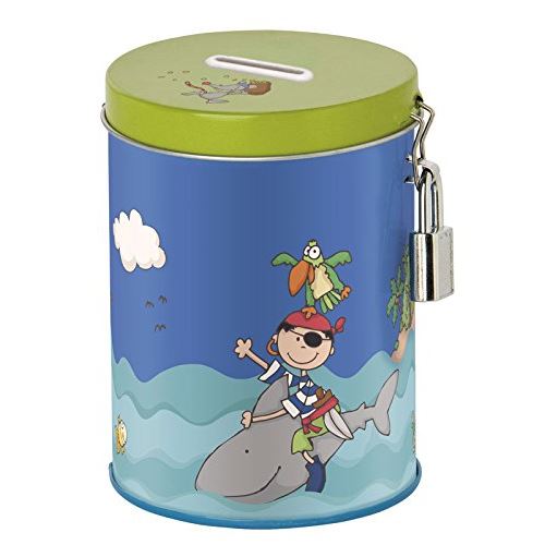 Sigikid - 24732 - Enfant Garçon - Tirelire Fantaisie Pirate - Sammy Samoa - Bleu/Vert