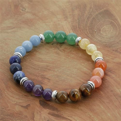 Bracelet 7 Chakras En Pierres Naturelles - Marque Val, Neuf Avec étiquettes, Harmonie Et Bien-être