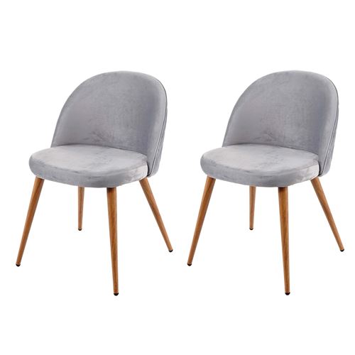 2x chaise de salle à manger MENDLER HWC-D53 en velours gris clair
