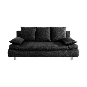 Naho Canapé Droit Convertible 3 Places Tissu Gris Anthracite Contemporain L 205 X P 97 Cm