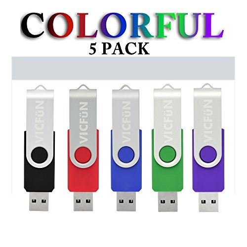 Lot de 5 disques Flash USB lecteurs flash USB 2.0 Design pivotant 5 Colors (Rouge/Bleu/Vert/Violet/Noir) 32 Go