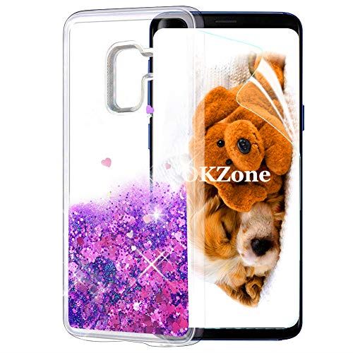 OKZone Coque Galaxy A8 2018 [avec Film de Protection écran HD], Luxe Flottant Liquide Etui Bling Conception Créative Sparkly TPU 3D