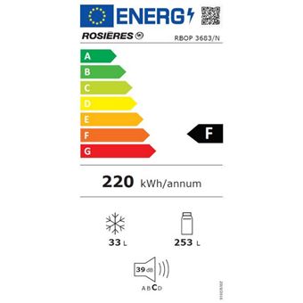 Réfrigérateurs 1 porte 286L Froid Brassé ROSIèRES 54cm F, RBOP3683N