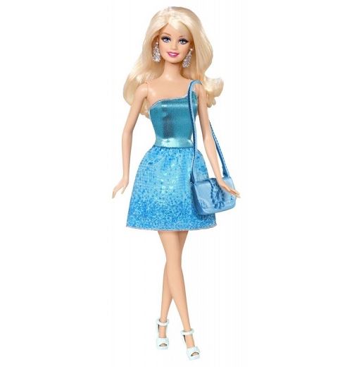 Barbie - poupée glamour blonde robe bleue